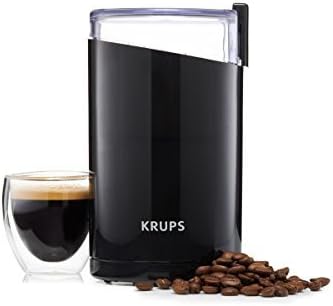 Krups One-Touch Coffee and Spice Grinder 3 Ounce Bean Hopper Easy to Use, One Touch Operation 200 Watts Coffee, Spices, Dry Herbs, Nuts, 12 Cup Black