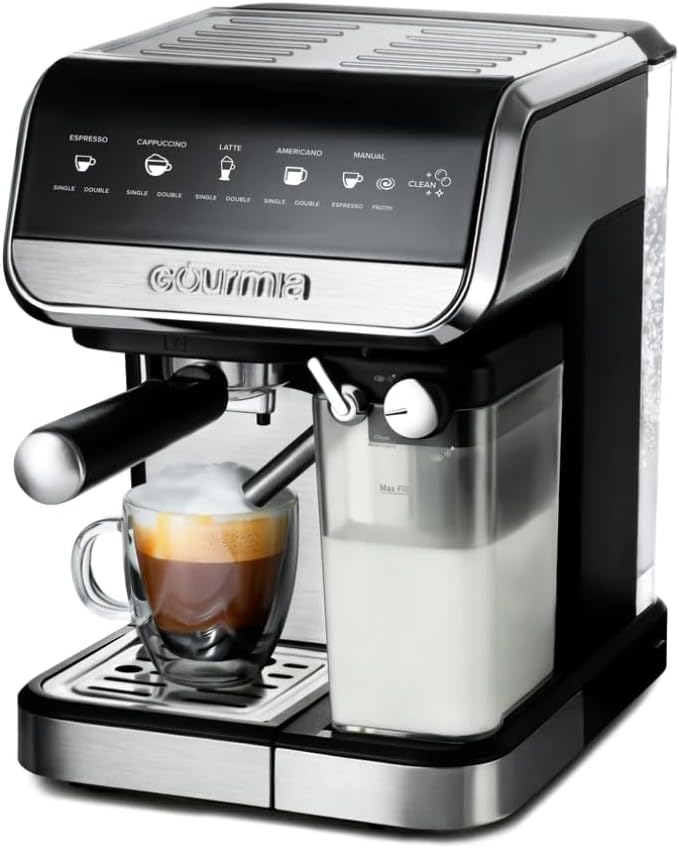 Gourmia GCM4230 8-in-1 One-Touch Espresso, Cappuccino, Latte & Americano Maker with Automatic Frothing