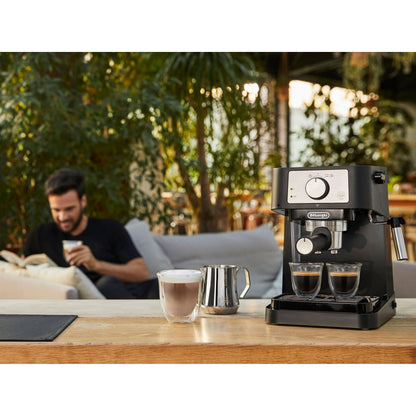 De’Longhi Stilosa Espresso Machine – Compact Manual Coffee Maker with Milk Frother (EC260BK, Black)