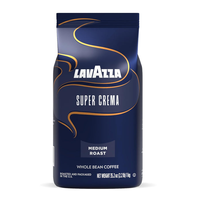 Lavazza Super Crema Whole Bean Coffee (2.2 lb, Medium Espresso Roast, Arabica & Robusta Blend)