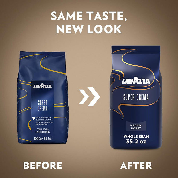 Lavazza Super Crema Whole Bean Coffee (2.2 lb, Medium Espresso Roast, Arabica & Robusta Blend)
