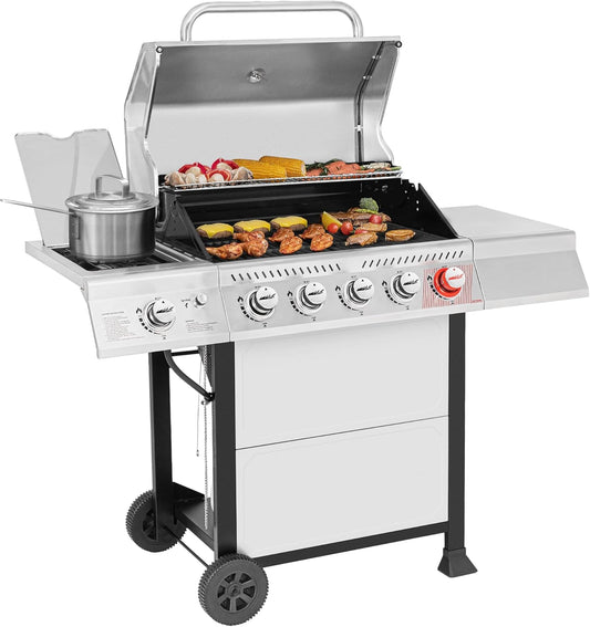 Royal Gourmet 5-Burner Propane Gas Grill – 64,000 BTU Power, Sear Burner, Side Burner & 632 Sq In Stainless Steel BBQ