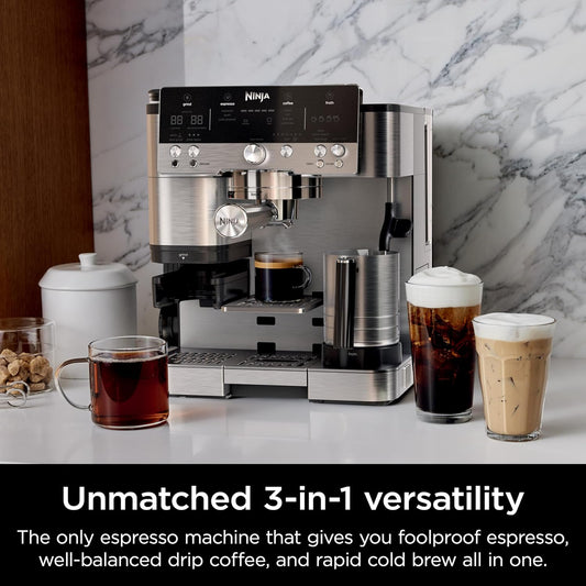 Ninja Luxe Café Premier Espresso Machine – 3-In-1 Coffee System with Grinder, Frother & Rapid Cold Brew (ES601)
