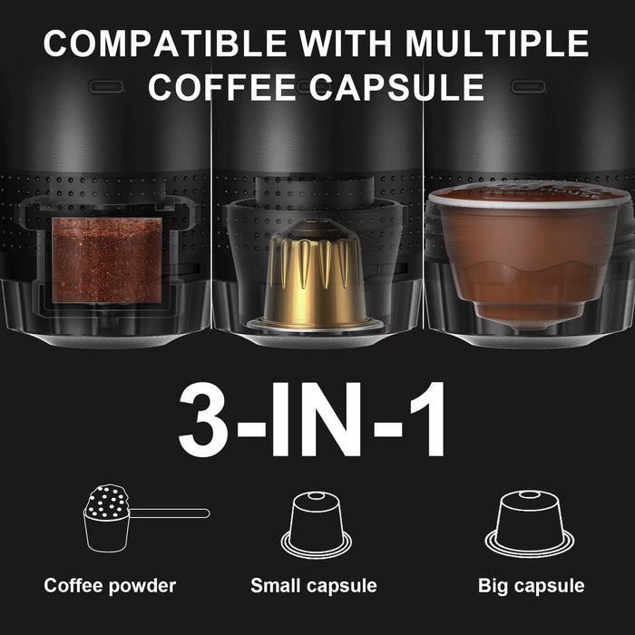 3-in-1 Portable Espresso Maker – Wireless Coffee Machine for Home, Car & Outdoor Adventures