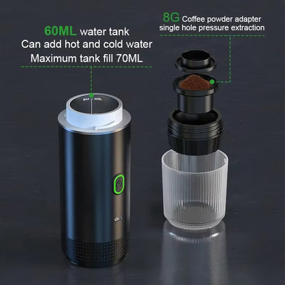 3-in-1 Portable Espresso Maker – Wireless Coffee Machine for Home, Car & Outdoor Adventures