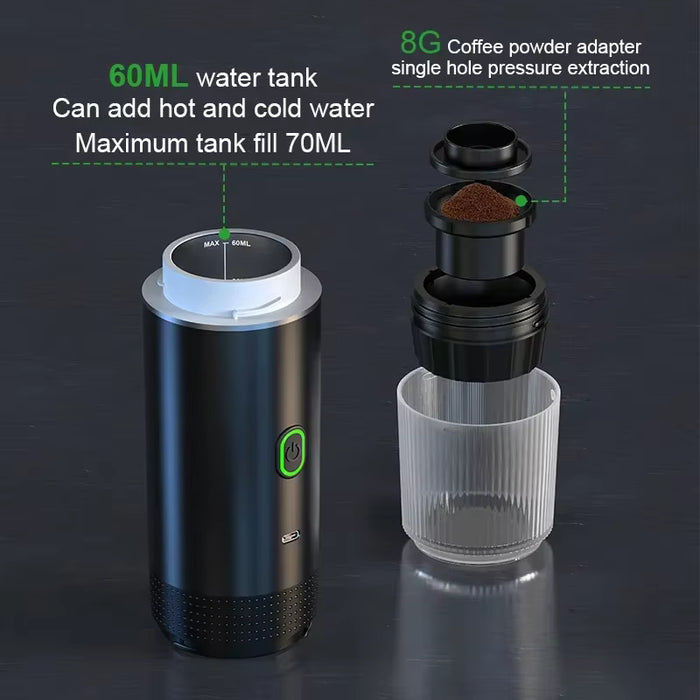 3-in-1 Portable Espresso Maker – Wireless Coffee Machine for Home, Car & Outdoor Adventures