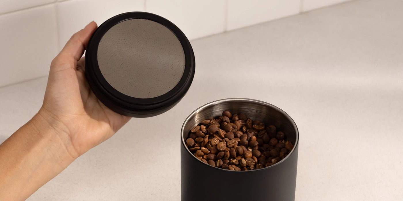 Fellow Atmos Vacuum Coffee Canister – 1.2L Stainless Steel Airtight Food Storage Container for Coffee Beans, Ground Coffee, Tea & Spices