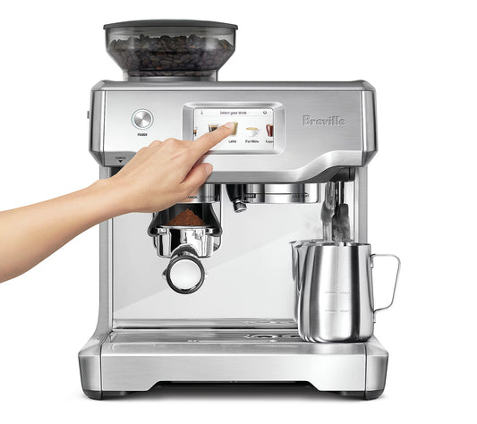 Breville Barista Touch Espresso Machine – Touchscreen All-In-One Coffee System with Built-In Grinder & Automatic Milk Texturing (Brushed Stainless Steel, BES880BSS)